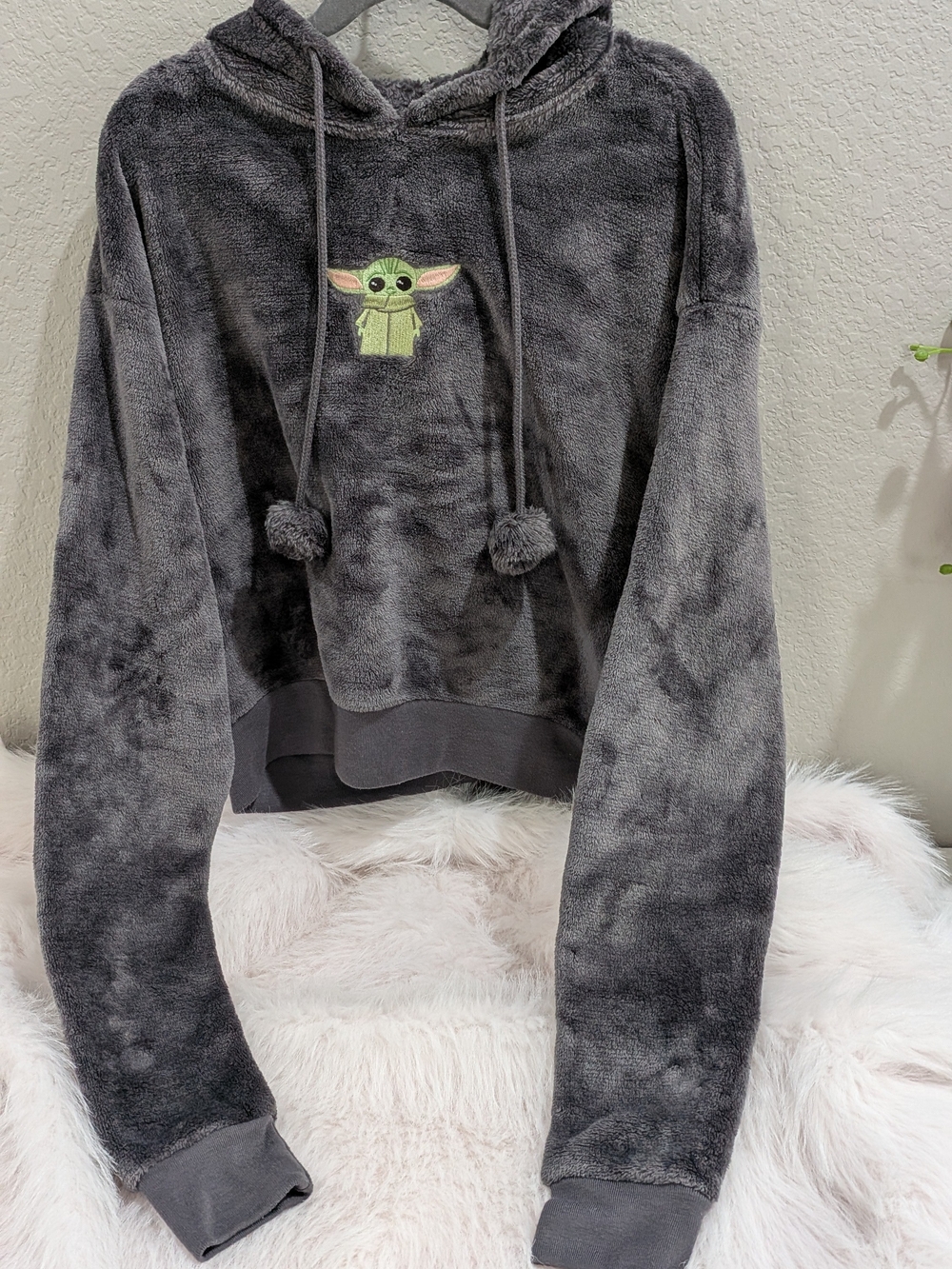 Star Wars Gray Plush Hoodie with Green Accent